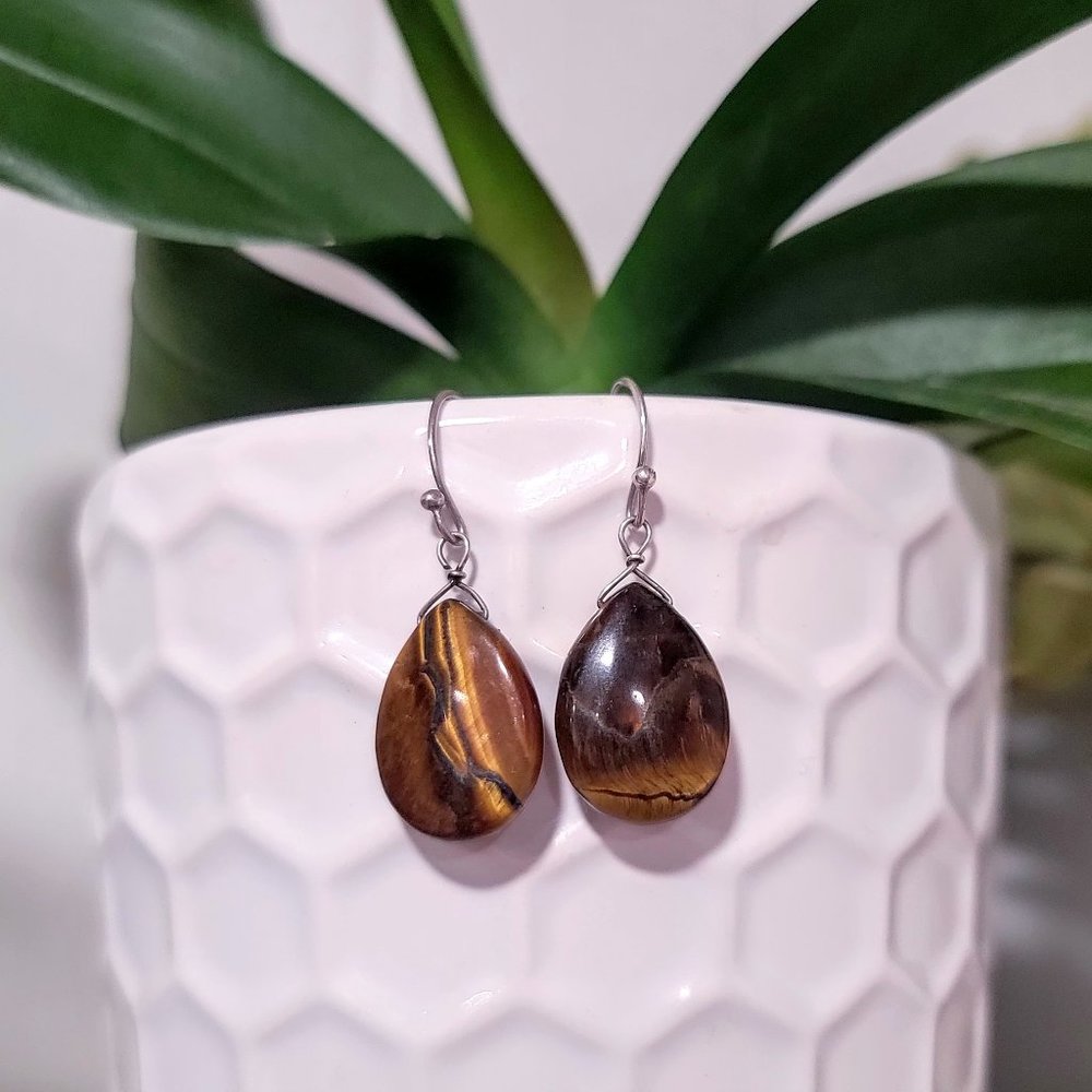 Tiger's Eye Gemstone Earrings